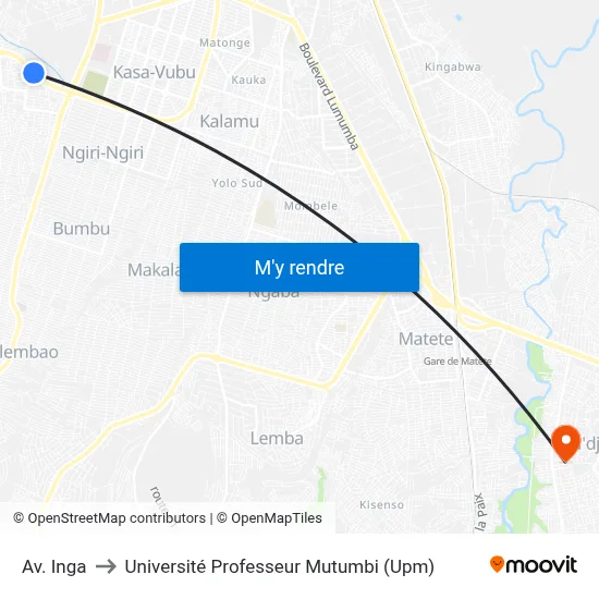 Av. Inga to Université Professeur Mutumbi (Upm) map