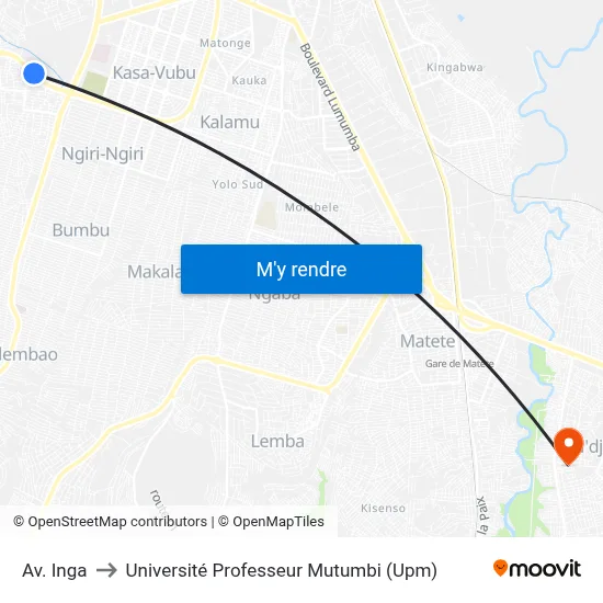 Av. Inga to Université Professeur Mutumbi (Upm) map