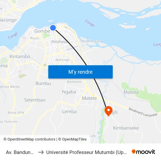 Av. Bandundu to Université Professeur Mutumbi (Upm) map