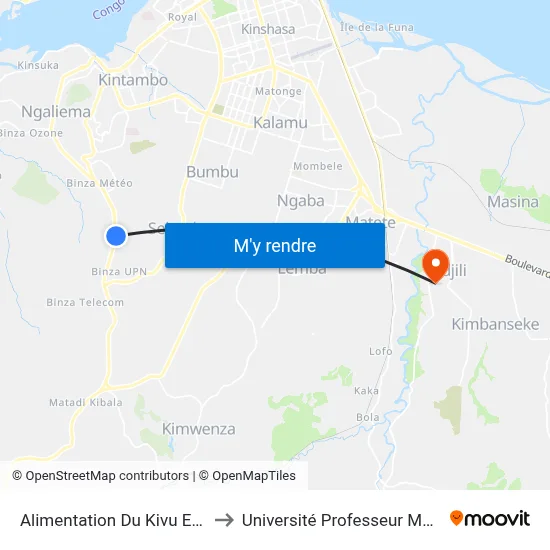 Alimentation Du Kivu Ex Peloustore to Université Professeur Mutumbi (Upm) map