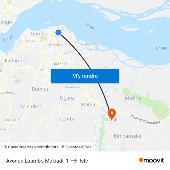 Avenue Luambo Makiadi, 1 to Istc map