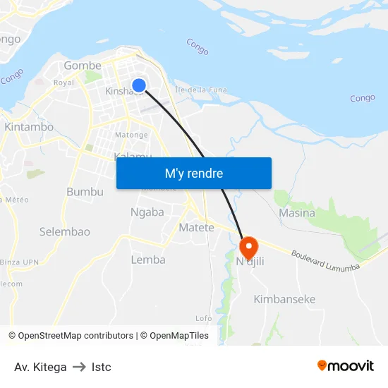 Av. Kitega to Istc map