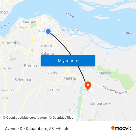 Avenue De Kabambare, 53 to Istc map
