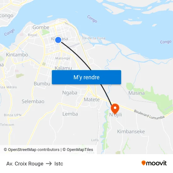 Av. Croix Rouge to Istc map
