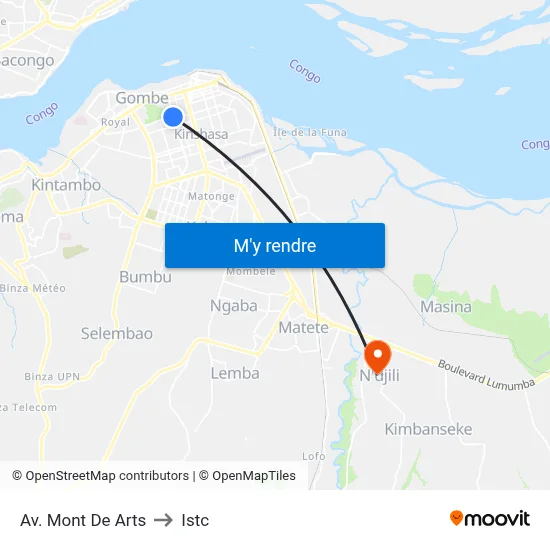 Av. Mont De Arts to Istc map