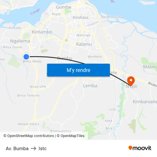 Av. Bumba to Istc map