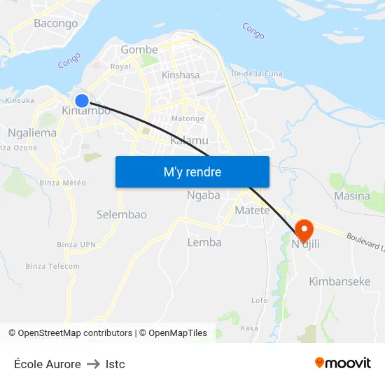 École Aurore to Istc map