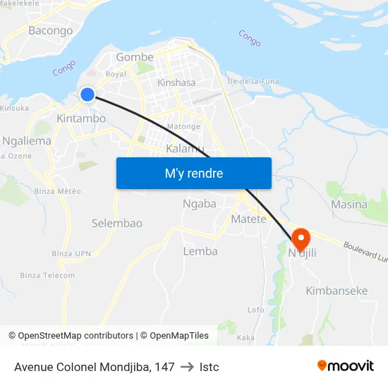 Avenue Colonel Mondjiba, 147 to Istc map