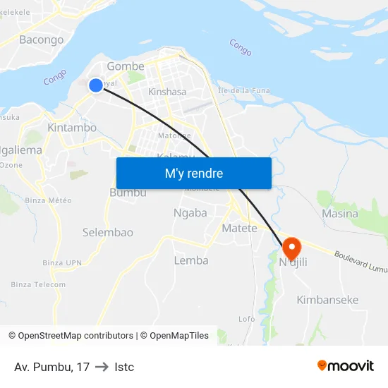 Av. Pumbu, 17 to Istc map