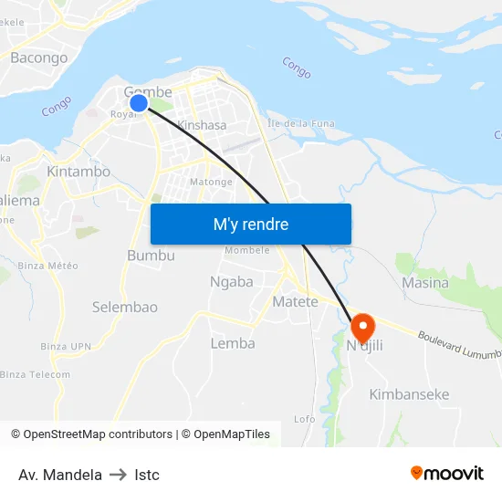 Av. Mandela to Istc map