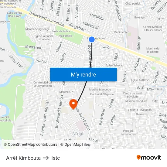 Arrêt Kimbouta to Istc map