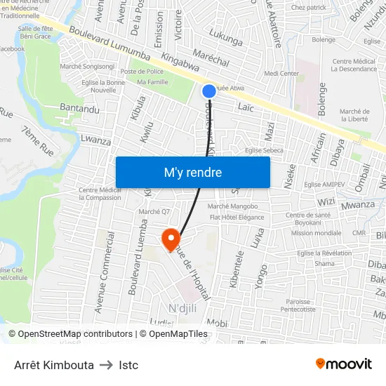 Arrêt Kimbouta to Istc map