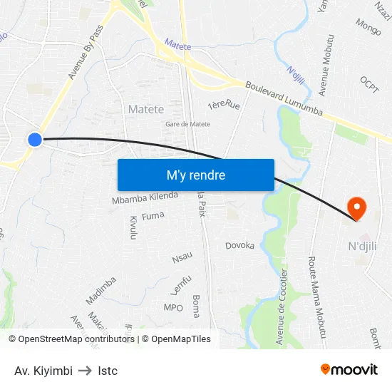 Av. Kiyimbi to Istc map