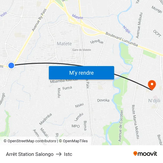 Arrêt Station Salongo to Istc map
