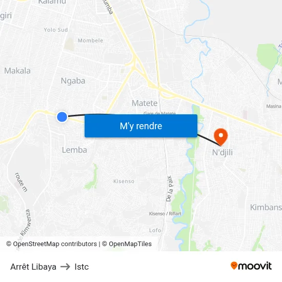 Arrêt Libaya to Istc map