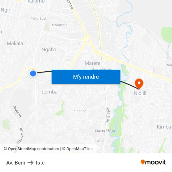 Av. Beni to Istc map