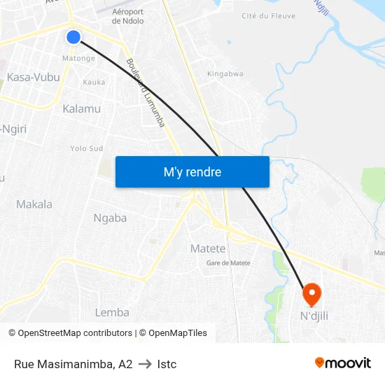 Rue Masimanimba, A2 to Istc map
