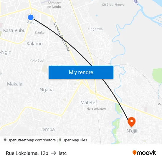 Rue Lokolama, 12b to Istc map