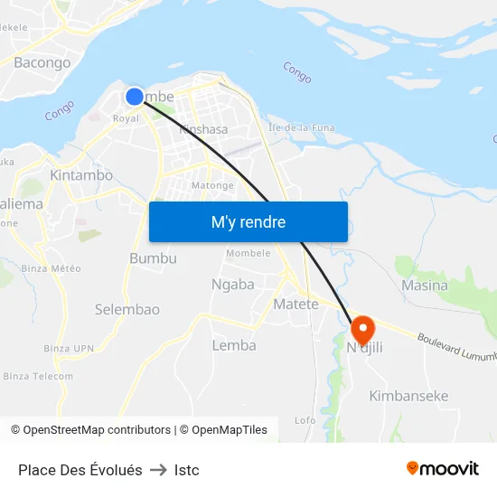 Place Des Évolués to Istc map