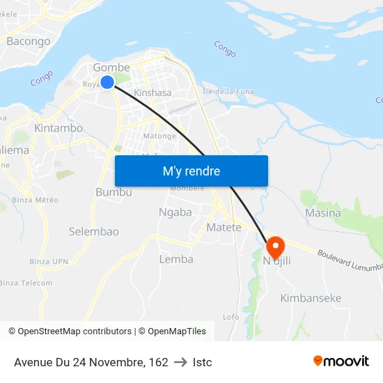 Avenue Du 24 Novembre, 162 to Istc map