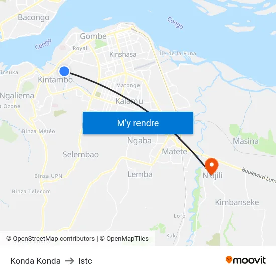 Konda Konda to Istc map