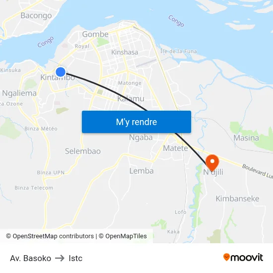 Av. Basoko to Istc map