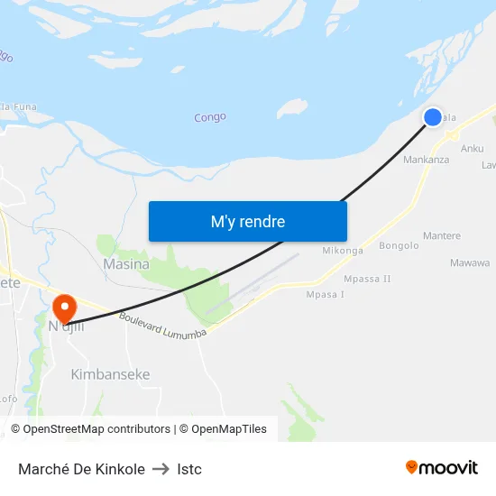 Marché De Kinkole to Istc map