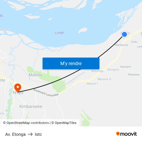 Av. Etonga to Istc map