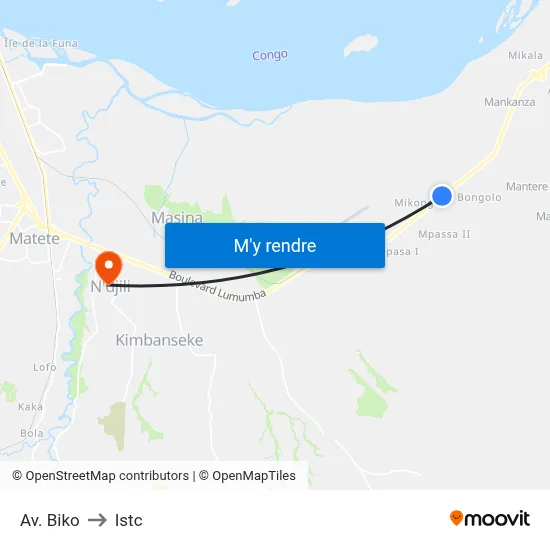 Av. Biko to Istc map