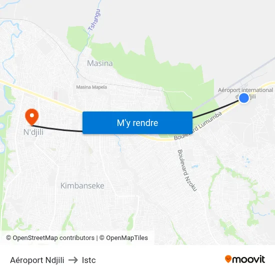 Aéroport Ndjili to Istc map