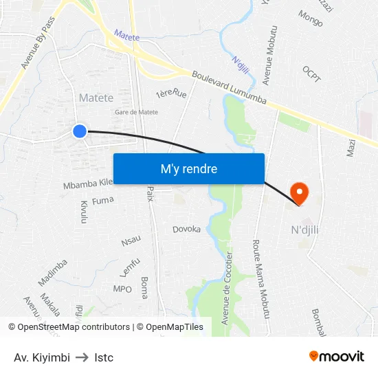 Av. Kiyimbi to Istc map
