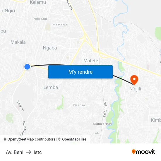 Av. Beni to Istc map