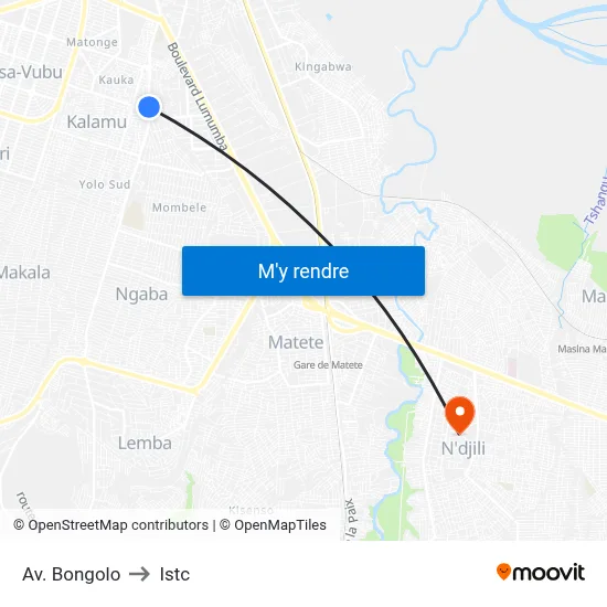 Av. Bongolo to Istc map