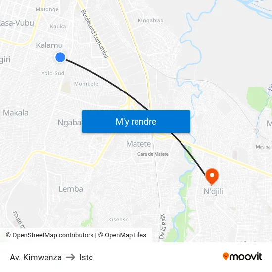 Av. Kimwenza to Istc map