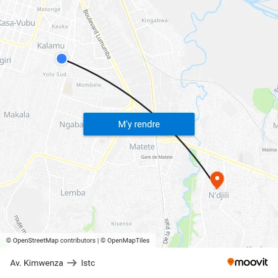 Av. Kimwenza to Istc map