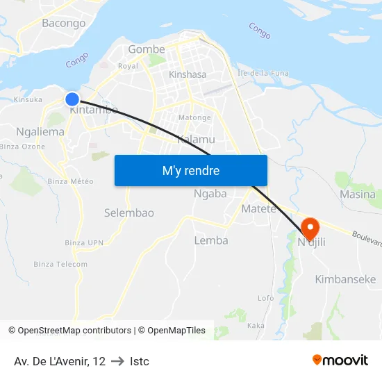 Av. De L'Avenir, 12 to Istc map