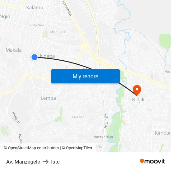 Av. Manzegele to Istc map