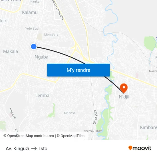 Av. Kinguzi to Istc map