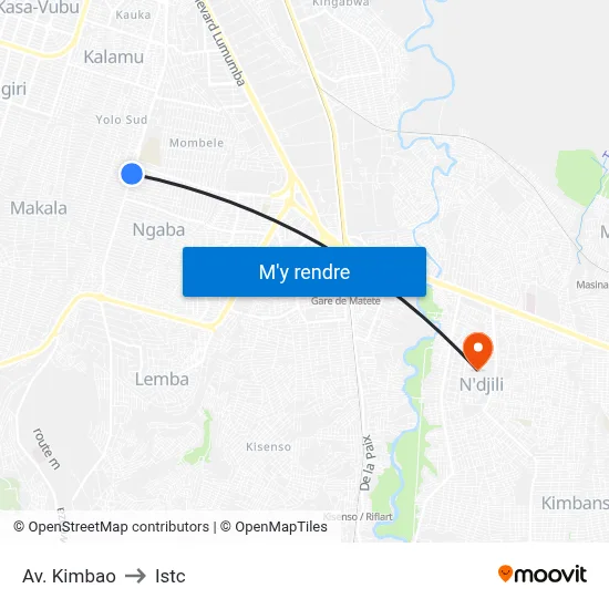 Av. Kimbao to Istc map