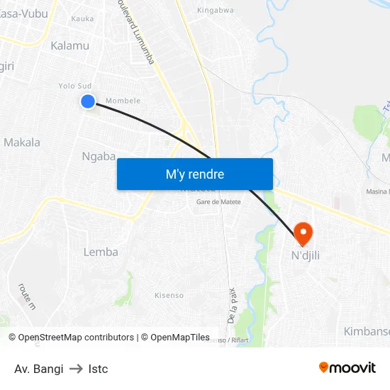 Av. Bangi to Istc map
