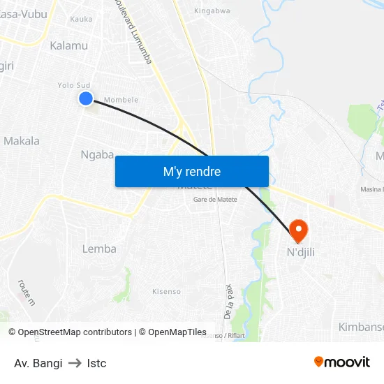 Av. Bangi to Istc map
