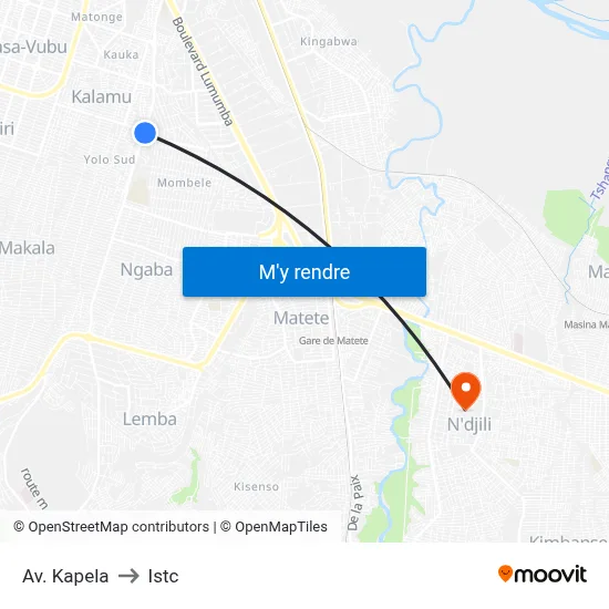 Av. Kapela to Istc map