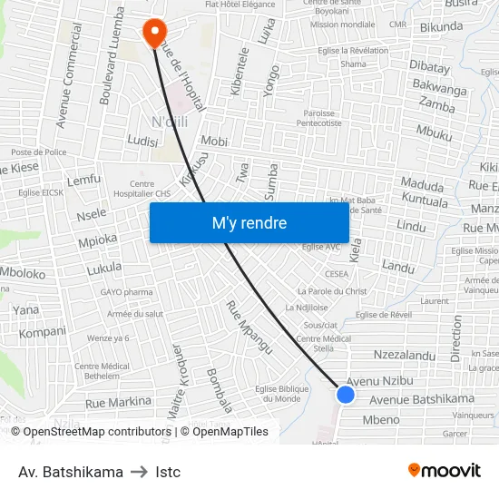 Av. Batshikama to Istc map