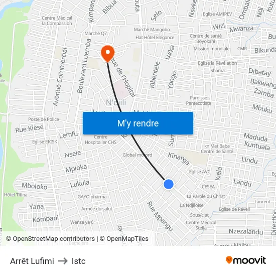 Arrêt Lufimi to Istc map