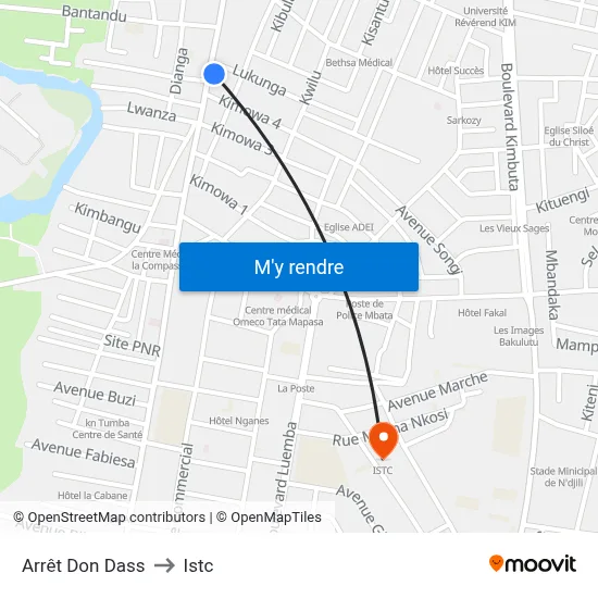 Arrêt Don Dass to Istc map