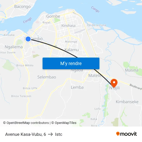 Avenue Kasa-Vubu, 6 to Istc map
