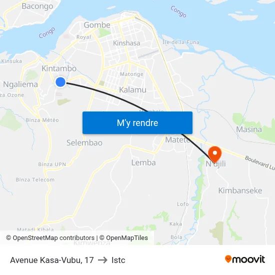 Avenue Kasa-Vubu, 17 to Istc map