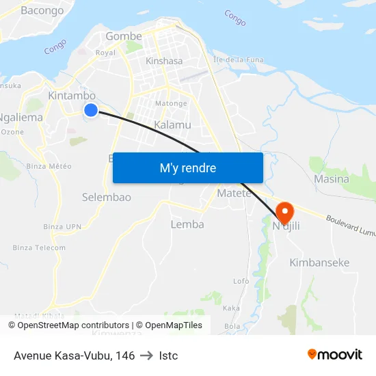 Avenue Kasa-Vubu, 146 to Istc map