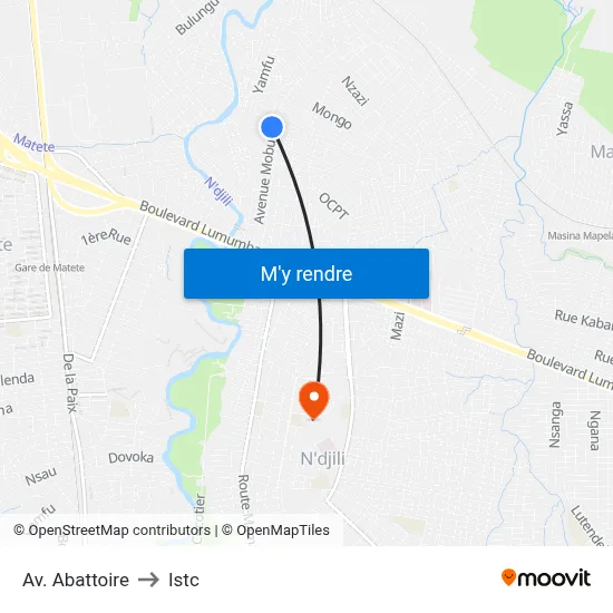 Av. Abattoire to Istc map
