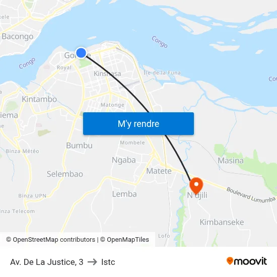 Av. De La Justice, 3 to Istc map